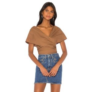 L’academie x Revolve Brown Wrap Top